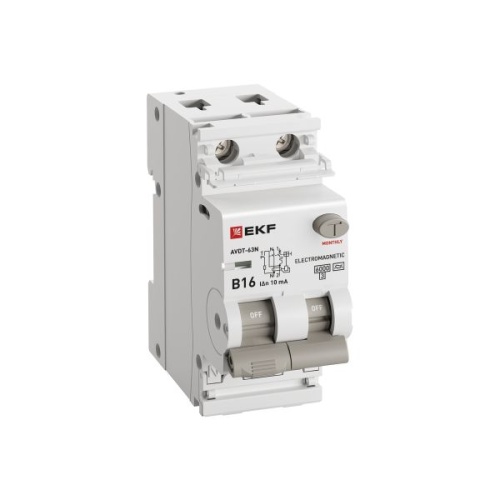 Автоматический выключатель дифференциального тока АВДТ-63N 1P+N 16А 10мА характеристика B тип A электромеханический 6кА PROXIMA EKF | код D63N26MA16B10 | EKF фото 4