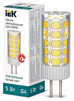 Лампа светодиодная CORN 5Вт капсула 4000К G4 12В керамика | код LLE-CORN-5-012-40-G4 | IEK