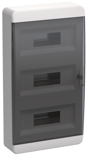 Корпус пластиковый ЩРН-П-36 IP41 черн. прозр. дверь TEKFOR | код TF5-KP12-N-36-41-K01-K03 | IEK