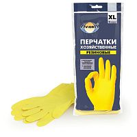 Перчатки хозяйственные латексные AVIORA, МНОГОРАЗОВЫЕ, хлопчатобумажное напыление, размер XL (очень большой), 402-569 | код 607712 | AVIORA