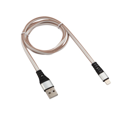 Кабель REXANT USB-Lightning 2.4 A, 1 м, белая нейлоновая оплетка | код 18-7056 | REXANT