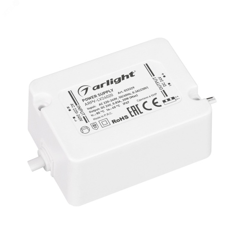 Блок питания ARPV-LV24020 (24V, 0.83A, 20W) (IP67 Пластик, 3 года) | код 33329 | Arlight