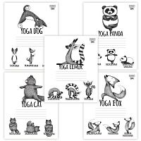 Тетрадь 24 л., HATBER, клетка, обложка картон, Animals Yoga (5 видов), 24Т5В1 | код 105425 | HATBER