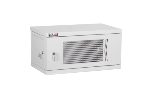 Настенный разборный шкаф TLK 19, 6U, перфорированная дверь, Ш600хВ303хГ450мм, 1 пара монтажных направляющих, серый | код TWI-066045-P-GY | TLK