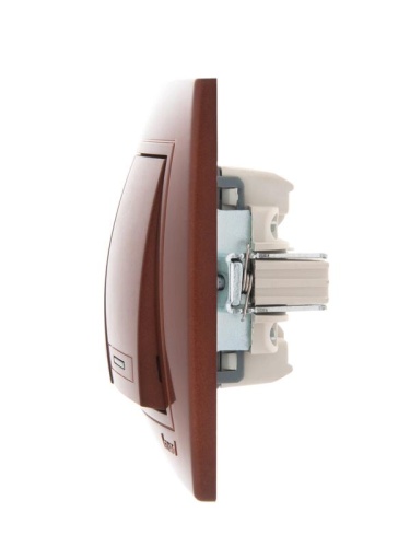 Мира Выключатель двухклавишный с подсветкой вишня | код 701-0601-112 | Lezard фото 3