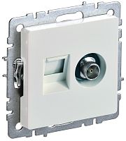 BRITE Розетка двойная TV+RJ45 кат.5E РТВ/РК12-БрЖ жемчуг | код BR-AK20-1-K36 | IEK