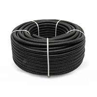 Труба гофрированная ПА негорючая (НГ) стойкая к ультрафиолету разрезная черная dвн 9,8 мм, dнар 13,2 мм (50м/уп) | код PR02.0326 | Промрукав