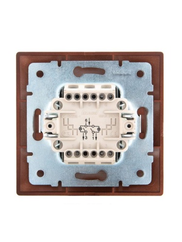 Мира Выключатель двухклавишный с подсветкой вишня | код 701-0601-112 | Lezard фото 4