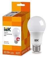 Лампа светодиодная ECO A60 шар 20Вт 230В 3000К E27 | код. LLE-A60-20-230-30-E27 | IEK