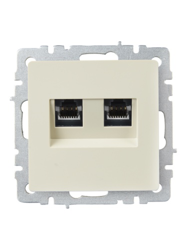 BRITE Розетка двойная RJ11+RJ45 кат.5E РК/Т12-БрКр бежевый | код BR-KT20-O-1-K10 | IEK фото 6