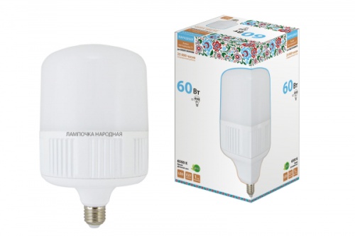 Лампа светодиодная LED T-60Вт 230В 6500К E27 (160x265 мм) НАРОДНАЯ | код SQ0340-1584 | TDM НАРОДНЫЙ