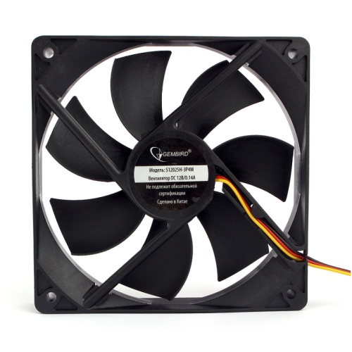 Вентилятор Gembird, 120x120x25, гидрод., тихий, 3 pin/4pin Molex, провод 30 см | код S12025H-3P4M | Gembird