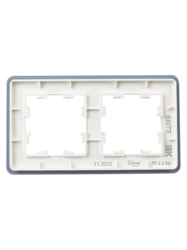 BRITE Рамка 2-мест. РУ-2-2-Бр стекло бел. RE IEK | код BR-M22-G-41-K01 | IEK фото 2