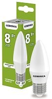 Лампа светодиодная C35 свеча 8Вт 230В 4000К E27 GENERICA | код LL-C35-08-230-40-E27-G | IEK