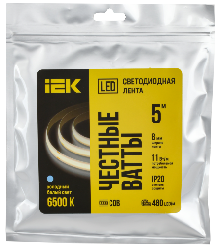 Лента LED 5м COB-480LED 11Вт/м IP20 8мм 24В 6500К IEK | код LSR11-2-480-20-1-05 | IEK фото 3