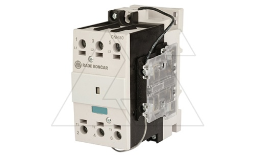 Контактор CNN 50 10, 3P, 50A/(85A по AC-1), 22kW(400VAC), 1NO, Uk=24VDC, Iвтяг=3,8А, Iудерж=0,15А | код EAC605836 | Rade Koncar