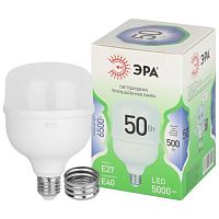 Лампа светодиодная высокой мощности LED 50 Вт 5000Лм 4000К T100 нейтральный E27/E40 (переходник) 170-265В LED POWER T100-50W-865-E27/E40 Green Line | код Б0067036 | ЭРА