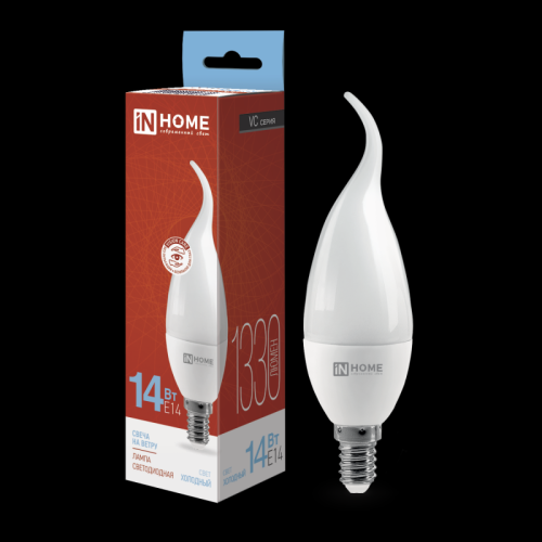 Лампа светодиодная LED-СВЕЧА НА ВЕТРУ-VC 14Вт 230В E14 6500K 1330Лм IN HOME | код 4690612054384 | IN HOME