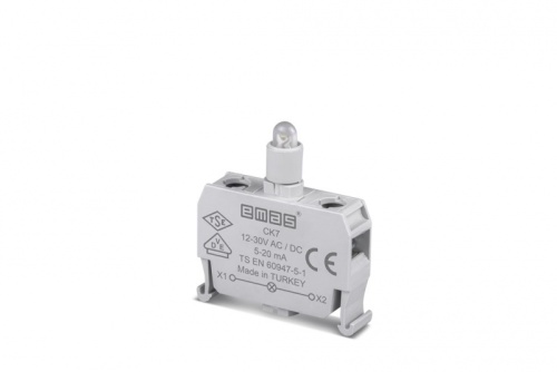 Кнопка нажимная моноблочная 22 мм, IP 40, 1НО | код MB100DS | EMAS