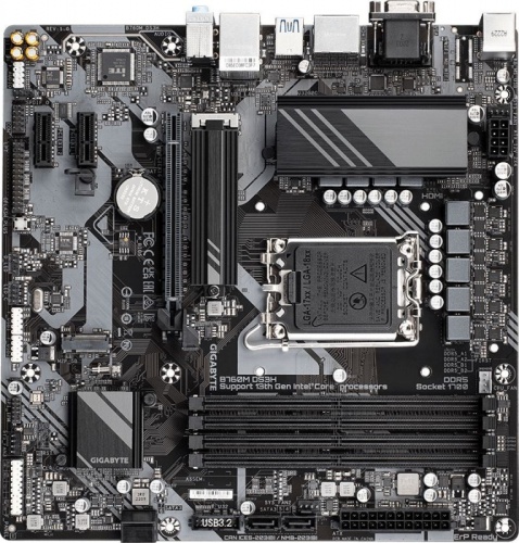 Материнская плата Gigabyte B760M DS3H Soc-1700 Intel B760 4xDDR5 mATX AC`97 8ch(7.1) 2.5Gg RAID+VGA+HDMI+DP | код 1916034 | GIGABYTE