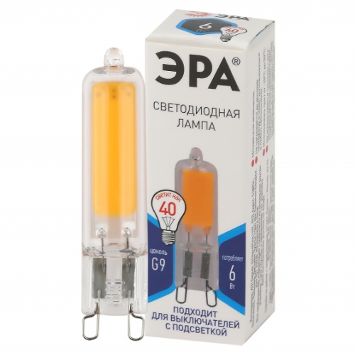 Лампа светодиодная STD LED JCD-6W-GL-840-G9 JCD 6Вт капсульная 4000К нейтр. бел. G9 | Код. Б0049086 | ЭРА