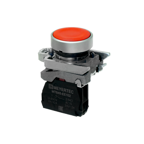 Кнопка плоская красная, 1NС, IP65, металл MTB4-BA42 | код 137118 | MEYERTEC