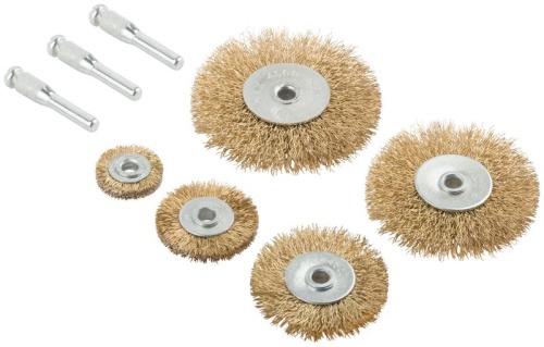 Корщетки со штифтом, набор 5 шт (колеса 25 / 38 / 50 / 63 / 75 мм) | код 38570М | FIT фото 2