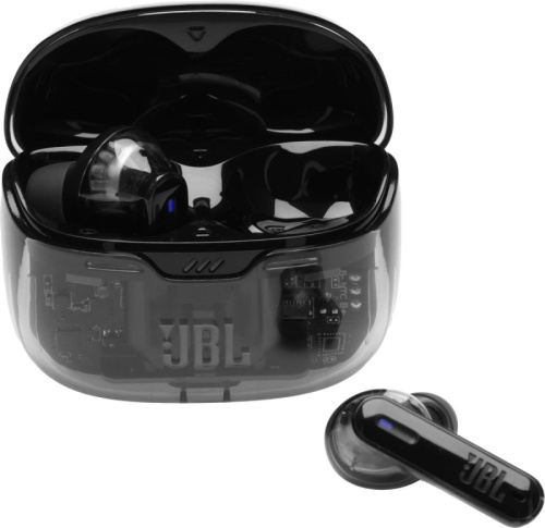 Гарнитура внутриканальные JBL Tune Beam Ghost черный беспроводные bluetooth в ушной раковине (JBLTBEAMGBLKAS) | код 2000625 | JBL