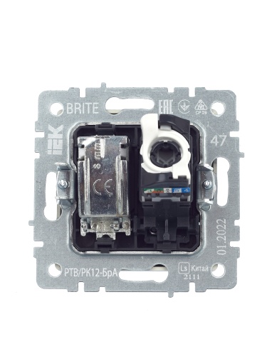 BRITE Розетка двойная TV+RJ45 кат.5E РТВ/РК12-БрА алюминий | код BR-AK20-1-K47 | IEK фото 4