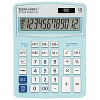 Калькулятор настольный BRAUBERG EXTRA PASTEL-12-LB (206x155 мм), 12 разрядов, двойное питание, ГОЛУБОЙ, 250486 | код 250486 | BRAUBERG