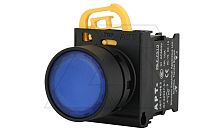 Кнопка плоская PB3E, синяя, с фиксацией, с подсветкой без LED, 1NO, 6A 230VAC/24VDC, 22mm, IP65 | код PB3E-FT1S10S00/B00 | АРТ