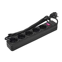 Удлинитель с сетевым фильтром 5х1.8м с заземл. 10А IP20 FOP-05GS-180 2.2кВт ПВС 3х0.75 с выкл. черн. ФАZА 5007628