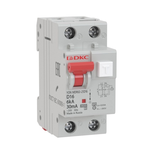 АВДТ YON MDR63 1P+N 25A C 300mA 6kA тип A | код MDR63-24C25-A | DKC