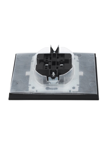 BRITE Розетка 2-местная с заземлением с защитными шторками и крышкой 16А в сборе IP44 РСбш12-3-44-БрЧ черный | код BR-R26-16-44-K02-F | IEK фото 3