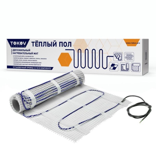 Комплект "Теплый пол" (мат) 150Вт/кв.м 1кв.м TOKOV ELECTRIC TKE-MAT150-150-1 Комплект "Теплый пол" (мат) 150Вт/кв.м 1кв.м TOKOV ELECTRIC TKE-MAT150-150-1