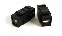 Вставка формата Keystone Jack с проходным адаптером USB 2 (Type A-B) ROHS черная, Hyperline KJ1-USB-A-B2-BK | код 251215 | Hyperline