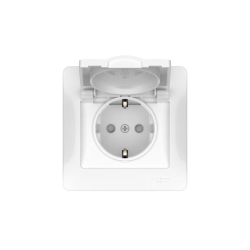 GLOSSA РОЗЕТКА с заземлением со шторками с крышкой, 16А, IP20, в сборе, быстрозажимные клеммы, БЕЛЫЙ | код GSL000146S | Systeme Electric фото 4