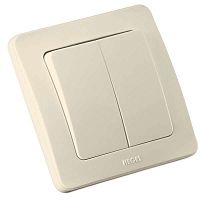 Выключатель двухклавишный скрытый слоновая кость 10А | код ВС10-351-01 | HEGEL