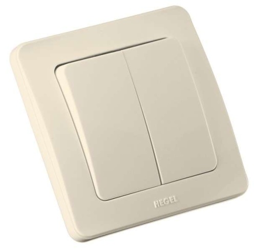 Выключатель двухклавишный скрытый слоновая кость 10А | код ВС10-351-01 | HEGEL