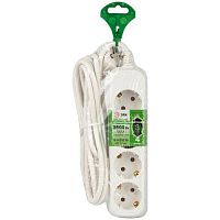 Удлинитель электрический 4 розетки с заземлением 3м ПВС 3x1мм2 UDL-16-430-E Greenline ЭРА | код Б0065028 | ЭРА