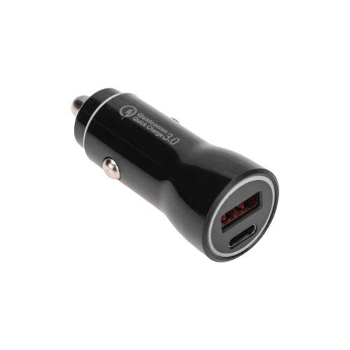 Автозарядка в прикуриватель АЗУ USB-A (QC 3.0)+USB-C (PD), 38Вт черная REXANT | код 18-1200 | REXANT