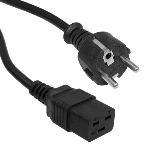 Шнур сетевой 3-х полюсный RUICHI SCZ, гнездо прямое IEC C19 - вилка прямая Schuko, 1.8 м, 3x1.5 мм2, 16 A | код 112907 | Ruichi