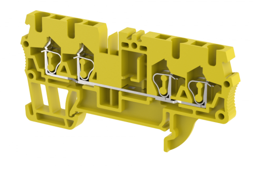 Клемма проходная пружинная 2,5 мм2 на 4 подключения, желтая SQ2.5-2X2-YELLOW | код 2102060004 | Elmex