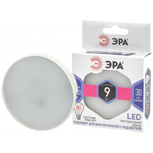 Лампа светодиодная LED GX-9W-860-GX53 GX 9Вт таблетка GX53 холод. бел. | Код. Б0048019 | ЭРА