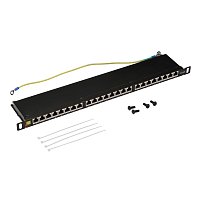 Патч-панель LANMASTER компактная 24 порта, STP, кат. 6A, 0.5U | код LAN-PPC24S6A | LANMASTER