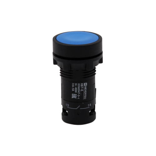 Кнопка плоская синяя с фиксацией, 1NO+1NC, IP54, пластик MTB7-EH65 | код 132697 | MEYERTEC