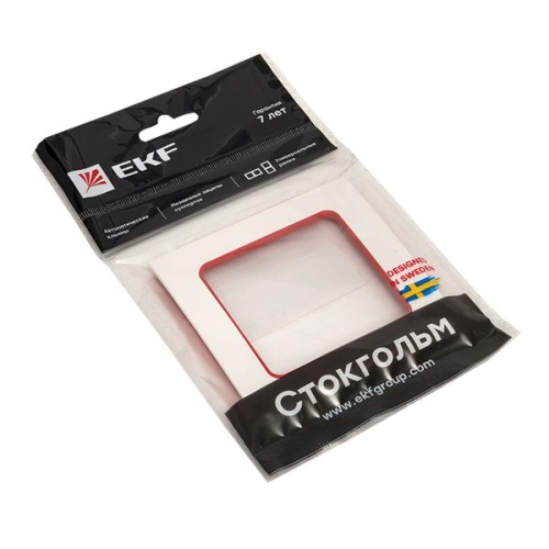 Стокгольм Рамка 1-местная белая с линией цвета красный PROxima | код EXM-G-304-20 | EKF фото 4