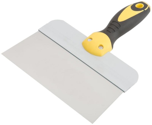 Шпатель фасадный нержавеющий профи прорезиненная ручка сметал. бойком 200мм FIT 06442 фото 2 Шпатель фасадный нержавеющий профи прорезиненная ручка сметал. бойком 200мм FIT 06442 фото 2