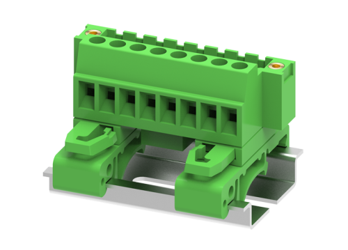 MC-PC5.08V02C-TF Разъём штекерный MC, шаг 5.08мм,2 конт. для DIN-рейки, фланц.,зел., шт | код MC-PC5.08V02C-TF | SUPU