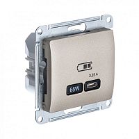 GLOSSA USB РОЗЕТКА тип-C 65Вт высокоскор.заряд. QC, PD, механизм, ТИТАН | код GSL000427 | Systeme Electric